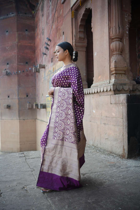 Purple Banarasi Katan Silk Handloom