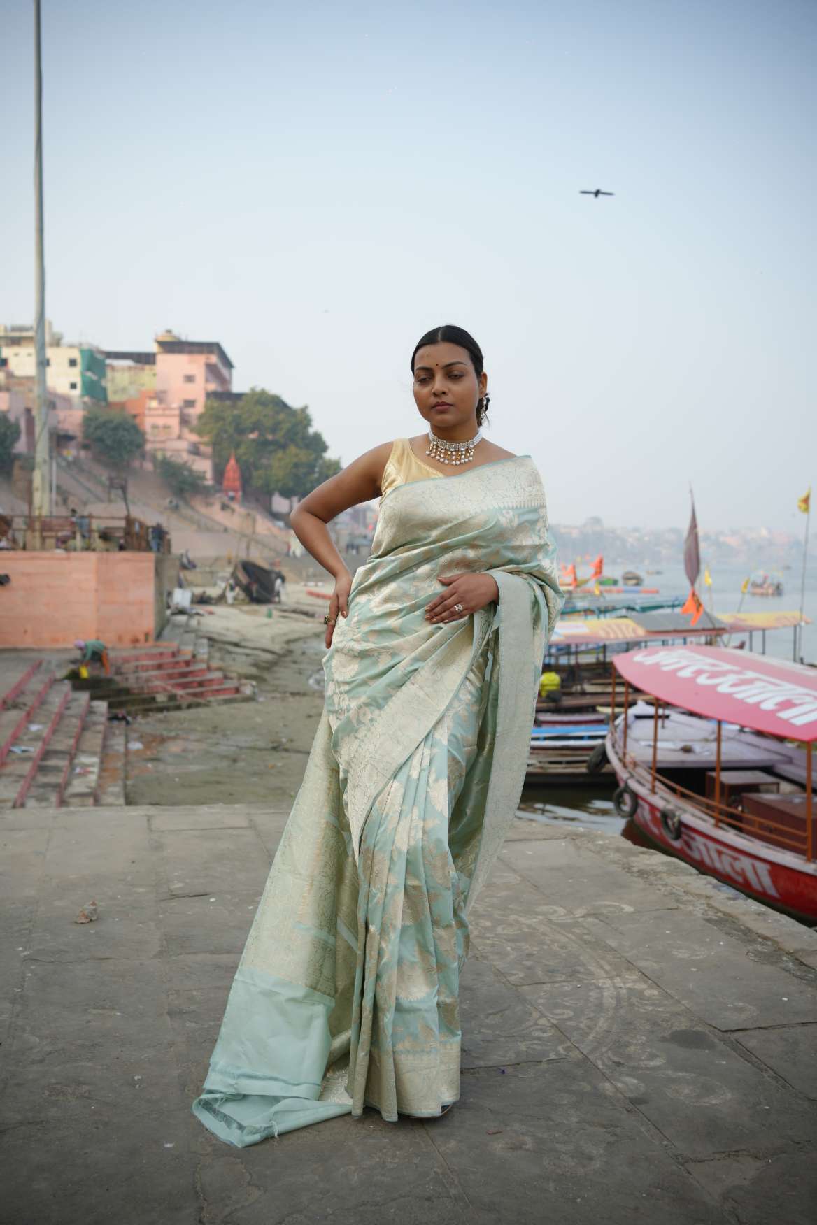 Pista Green Kadwa Banarasi Katan Silk Handloom Saree