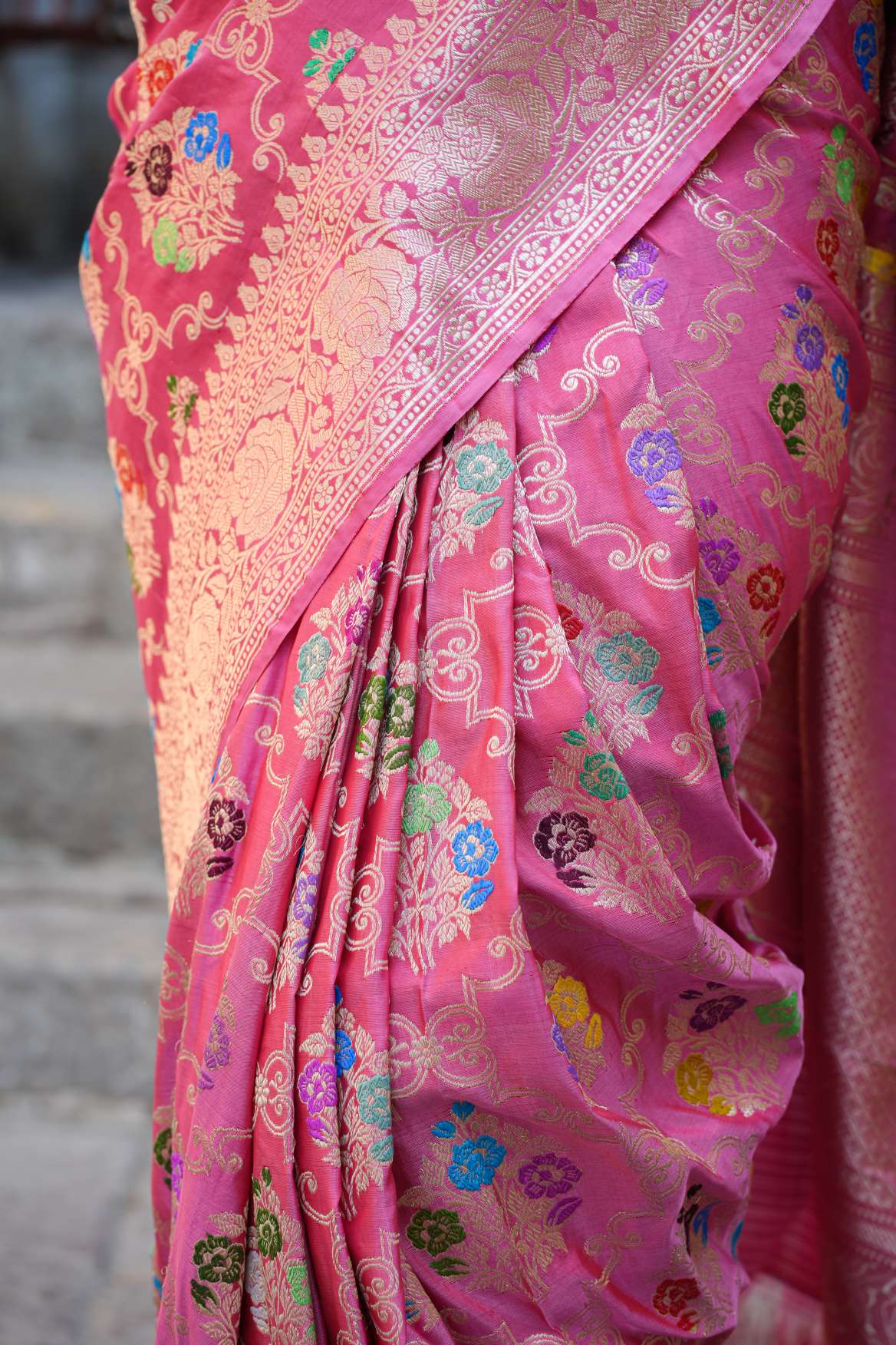 Baby Pink Katan Banarasi Silk Kaduwa Handloom Saree