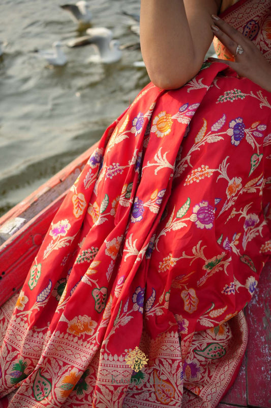 Red Kadwa Katan Silk Banarasi Handloom Saree