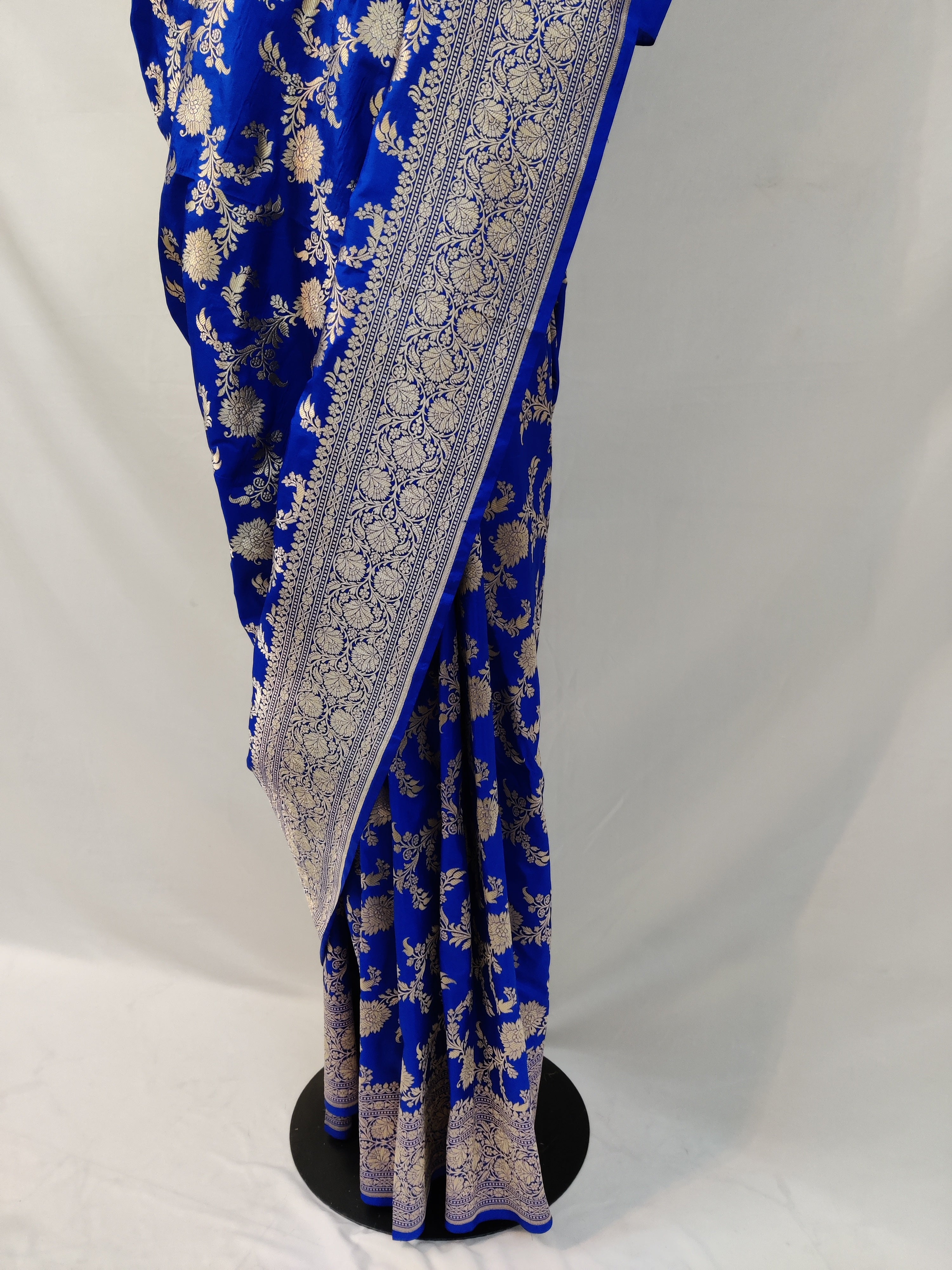 Sanskar Traditional Paithani Cotton Silk Sarees With Contrast Blouse Piece  (Mustard & Ink Blue)